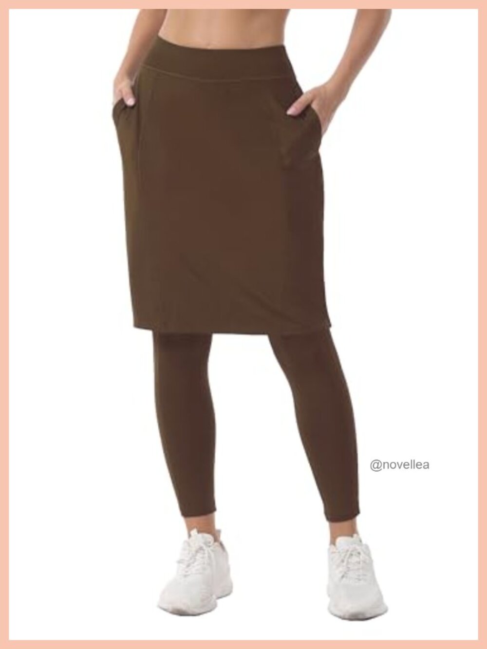 Knee Length Skirted Leggings with Pockets Modest Workout Skort Capris